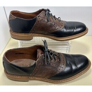 Allen Edmonds FINCH Men's Sz 9 Brown and Black Leather Lace Up Saddle Shoes